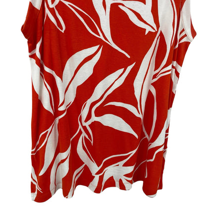 Chico’s Orange White Abstract Button Detail Tunic Tank Top Womens Large