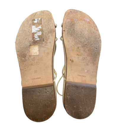 Vintage Prada Cream Leather Strappy Buckle Closure Sandal Womens Size 39 / US 9