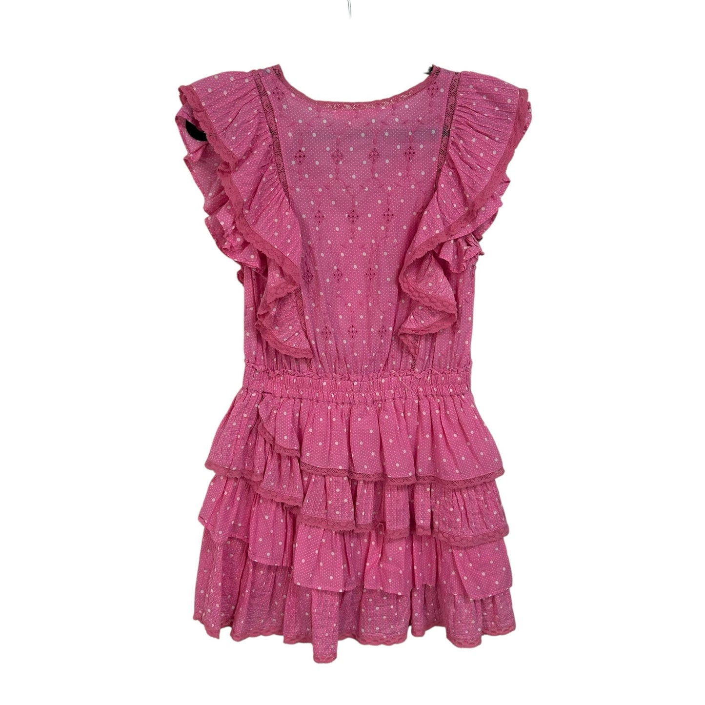 LoveShackFancy Pink Corelli Ruffled Cotton Mini Dress Womens Small