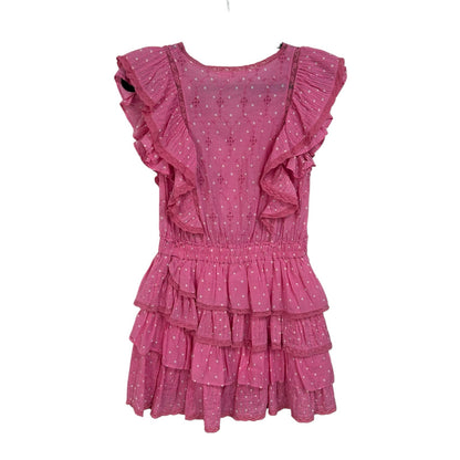 LoveShackFancy Pink Corelli Ruffled Cotton Mini Dress Womens Small