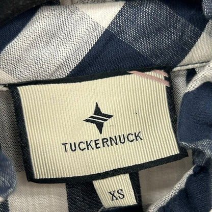 Tuckernuck Navy Check Long Sleeve Button Front Linen Blend Tate Dress Womens XS
