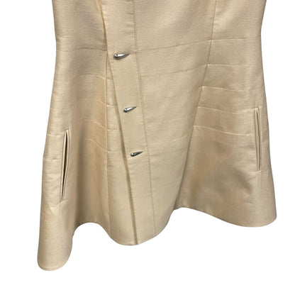 NWT Louis Vuitton Sleeveless Asymetric Button Dress Papyrus Womens FR 38 / US 6