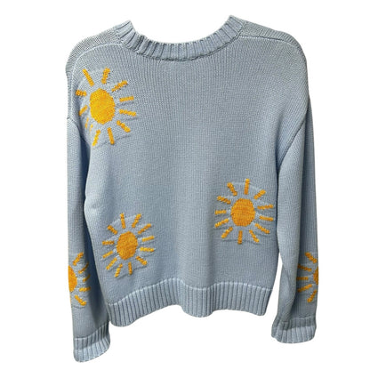 Rails Blue Yellow Sunshine Print Long Sleeve Pullover Zoey Sweater Womens XS