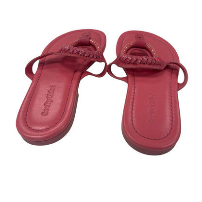 See by Chloé Hana Thong Strap Sandals Coral Pink Leather Womens 39 / US 9