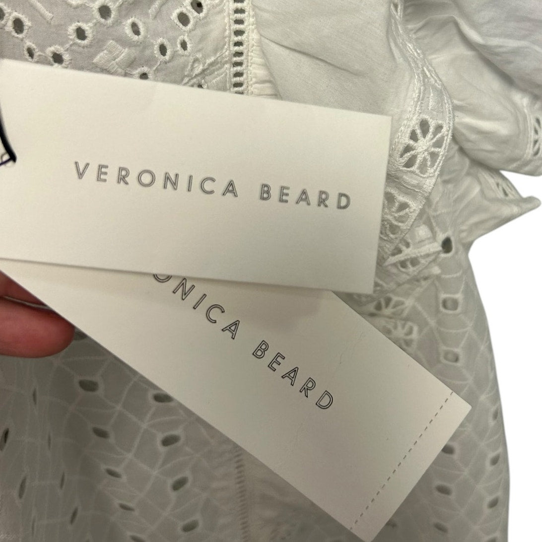 NWT Veronica Beard White Jie Ruffle Embroidered Eyelet Cotton Top Womens 10