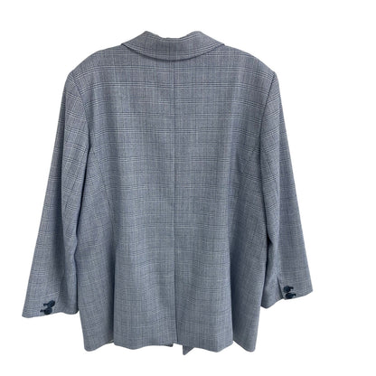 Talbots Spring Glen Plaid Blazer Jacket Blue White Womens Plus Size 16
