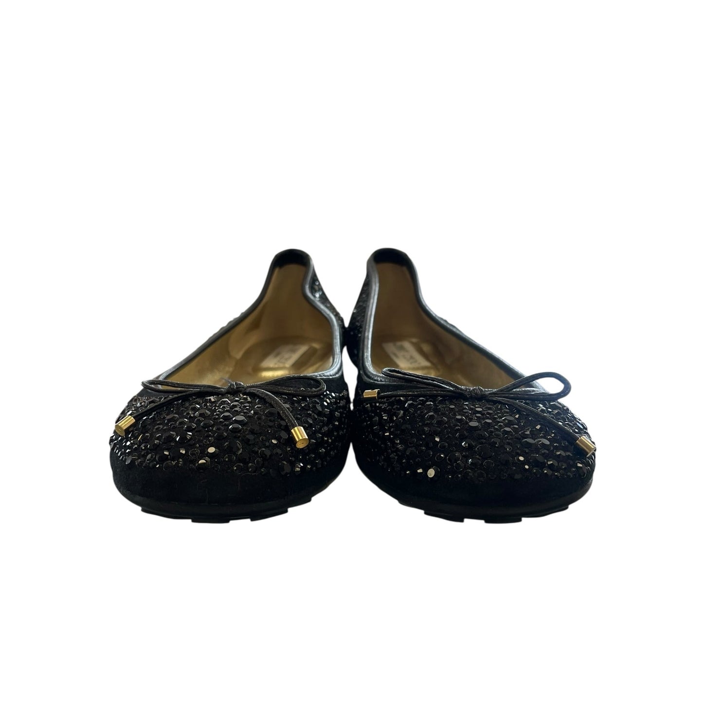 Jimmy Choo Black Sequin Bow Accent Metallic Ballet Flats Womens Size 40 / US 10