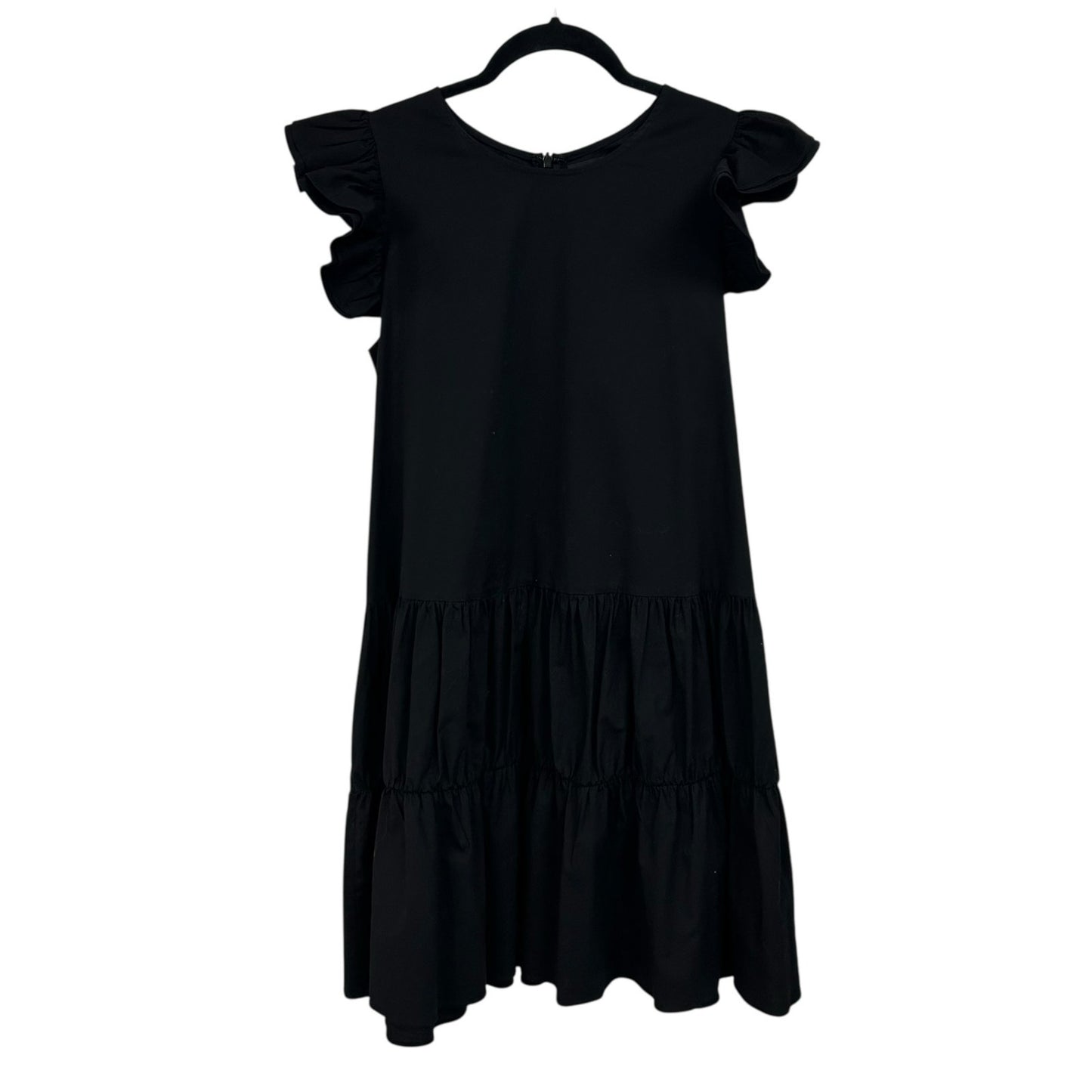 Pomander Place Black Flutter Sleeve Drop Waist Corrine Mini Dress Womens Small