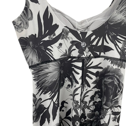 Lululemon Athletica Aria Tank II Brisk Bloom Black White Floral Print Womens 4
