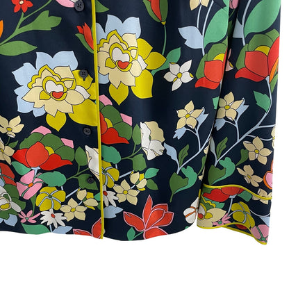 NWT Kate Spade Flower Bed Twill Button Up Shirt Blazer Blue Multi Womens XS