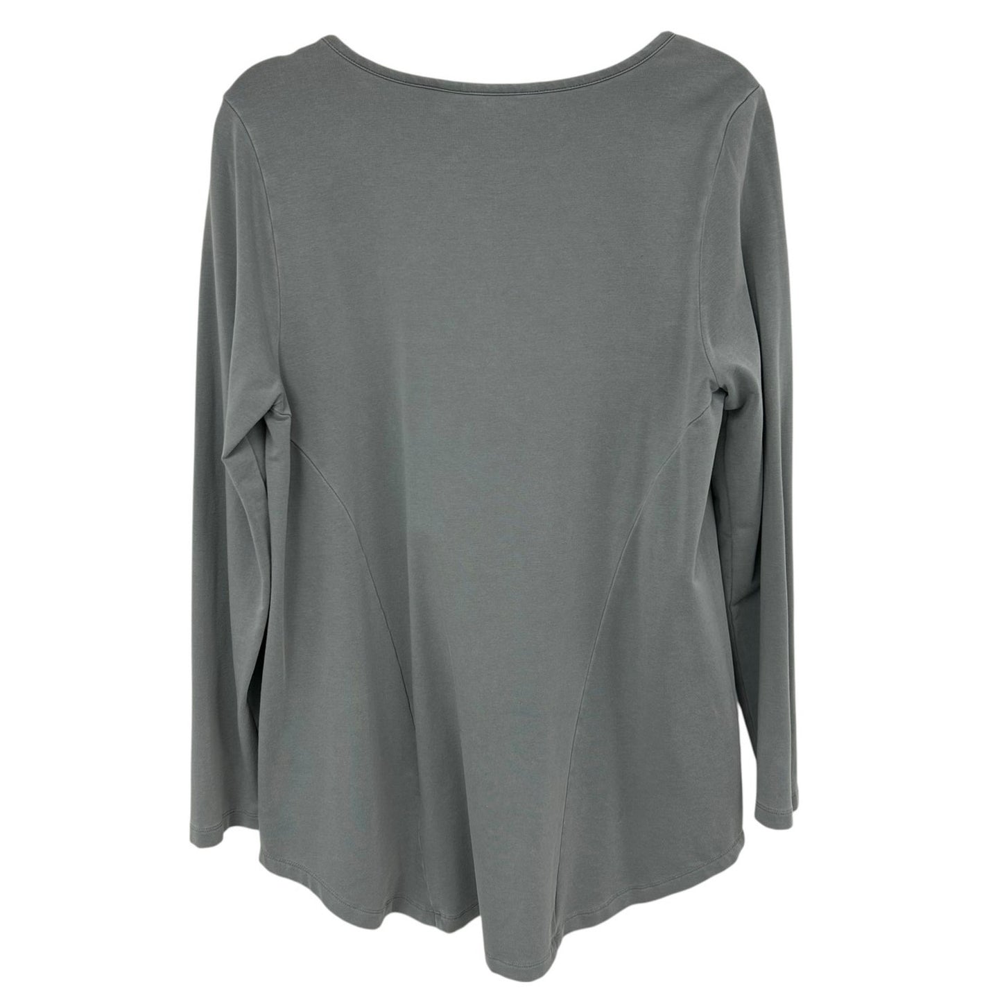 Soft Surroundings Gray Floral Embroidered Long Sleeve Tunic Top Womens Medium