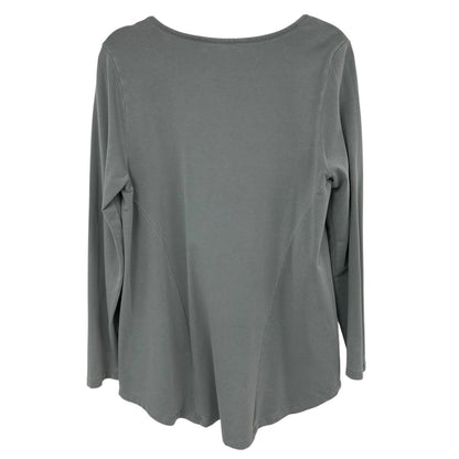 Soft Surroundings Gray Floral Embroidered Long Sleeve Tunic Top Womens Medium