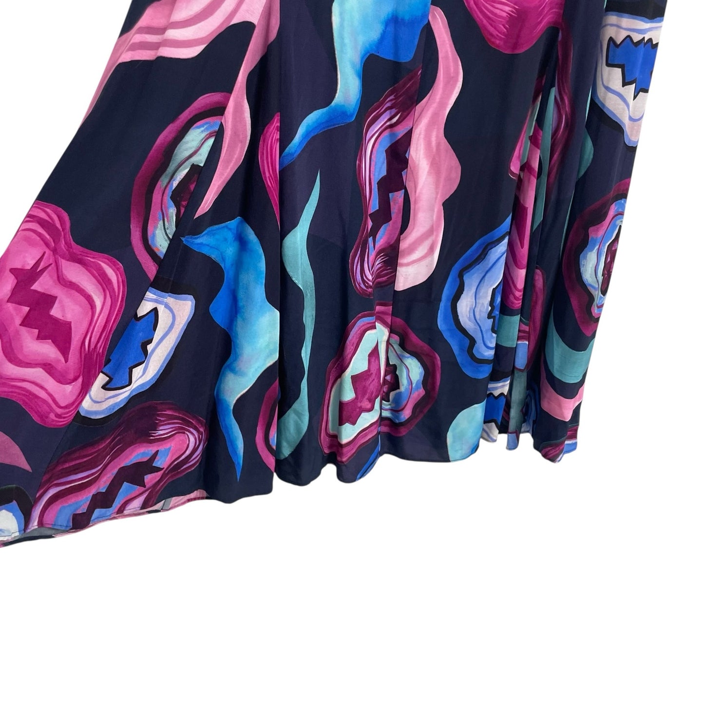 NWT Jigsaw Agate Gem Print Midi Skirt Pink Navy Blue Womens US 6