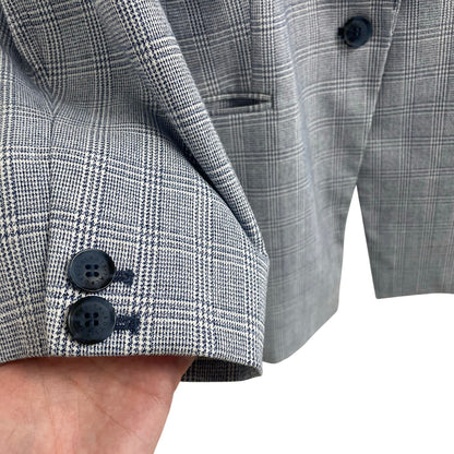 Talbots Spring Glen Plaid Blazer Jacket Blue White Womens Plus Size 16