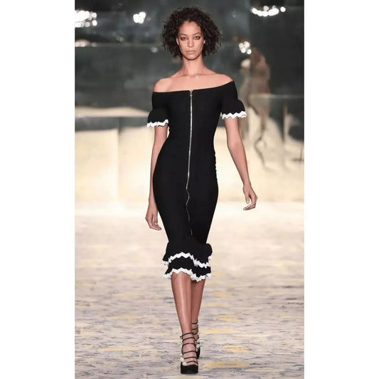 Alice McCall Black Just Because Off The Shoulders Knit Bodycon Dress Womens 6