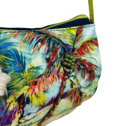 Leoma Lovegrove Multicolor Embellished Palm Tree Beach Scene Crossbody Handbag