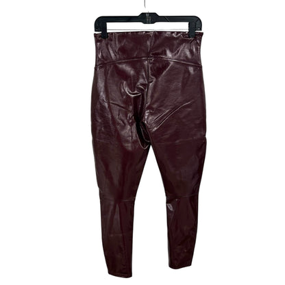 NWT Spanx Ruby Red Faux Patent Leather Pull On Leggings Womens Petite Large
