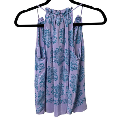 HD in Paris Anthropologie Panorama Front Tie Silk Tank Womens Petite 0