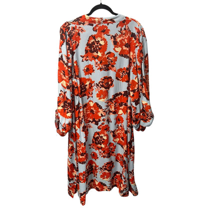 NWT Masai Copenhagen Orange Com Print Nalo Smock Sleeve Midi Dress Womens XXL
