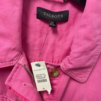 NWT Talbots Linen Blend Utility Jacket Pink Cinchable Waist Womens XL