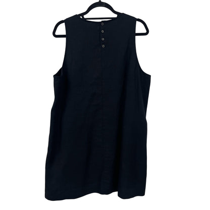 J. Crew 100% Linen Black Sleeveless Shift Dress with Pockets Womens Plus Size 2X