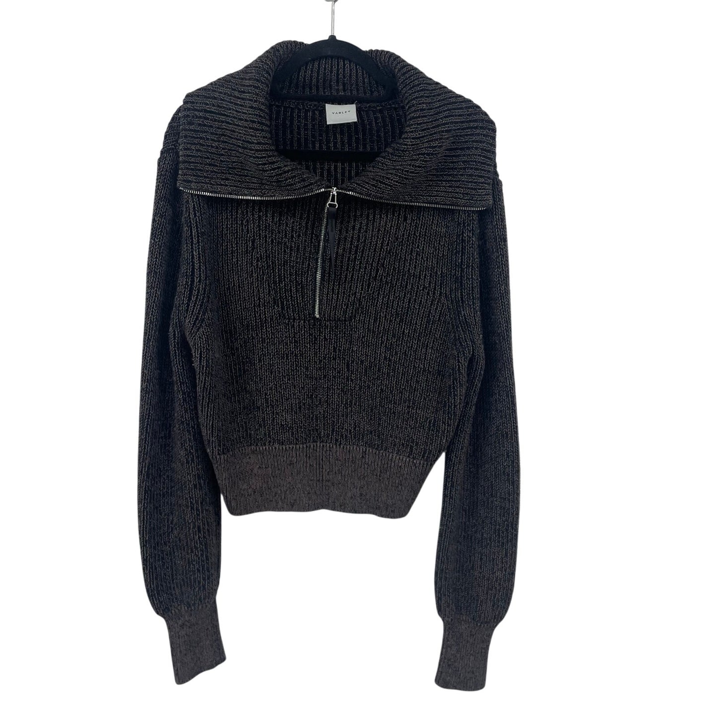 Varley Mentone Knit Half Zip Brown Black Speckle Sweater Womens Size XS