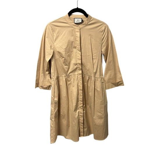 Tuckernuck Tan 3/4 Sleeve Cotton Button Front Royal Mini Shirt Dress Womens XS