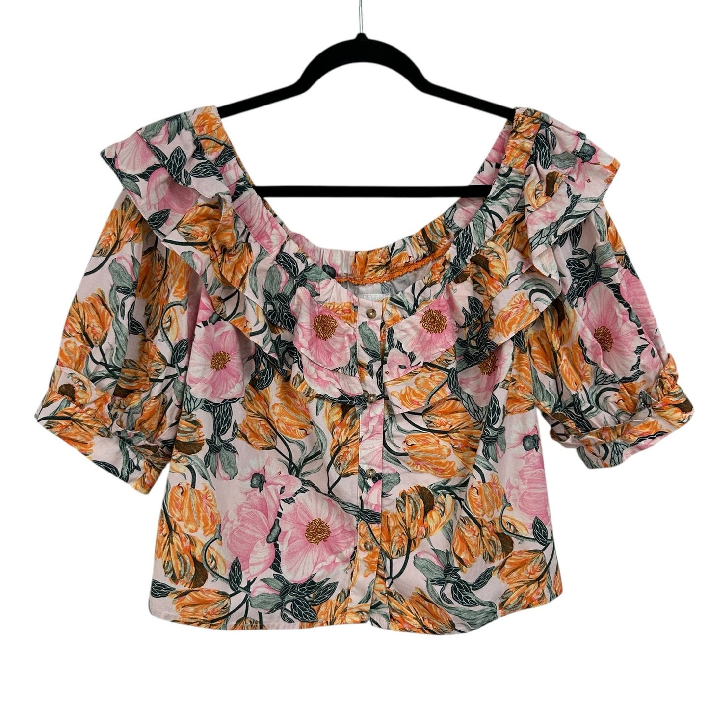 Cecilia Pettersson for Anthropologie Ruffled Off-The-Shoulder Blouse Womens XS