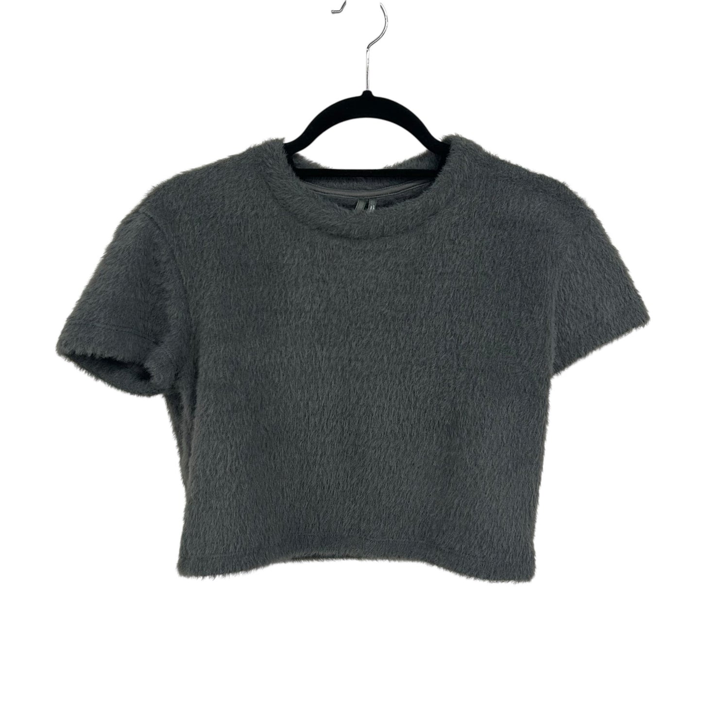 by Anthropologie Gray Fuzzy Short Sleeve Cozy Baby Tee Womens Large