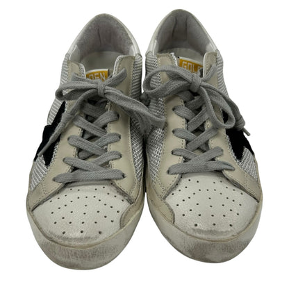 Golden Goose White Leather Gray Knit Fabric Superstar Sneakers Womens 37 / US 7