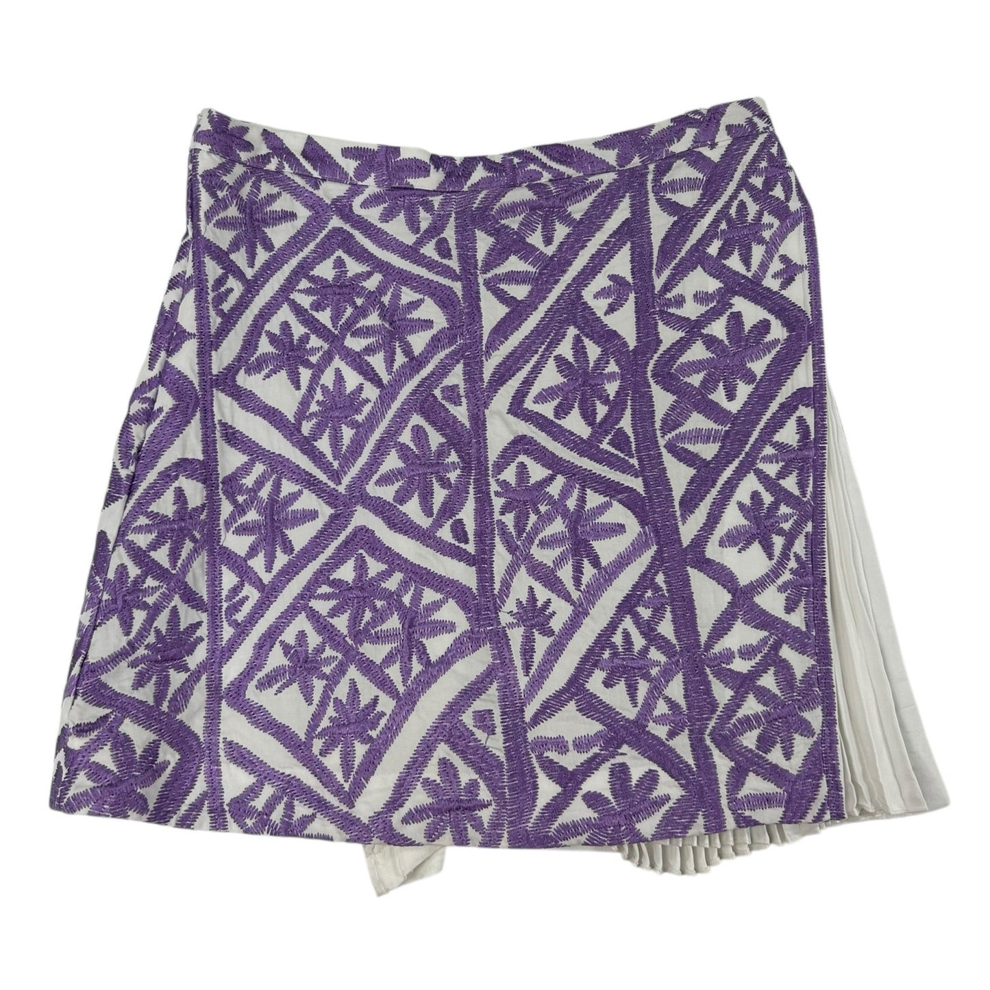 AMUR Purple & White Embroidered Brisa Pleated High Rise Mini Skort Womens 10