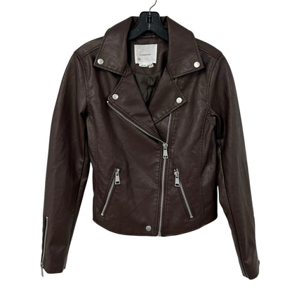 by Anthropologie Hot Fudge The Saige Faux-Leather Moto Jacket Womens Size XS