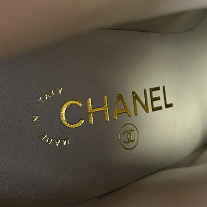 Chanel Tan Black Two Tone Interlocking CC Logo Wedge Boots Womens 39.5 / US 9.5