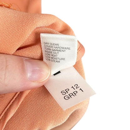 St. John Black Label Peach Drawstring Waist Cap Sleeve Dress Womens 6