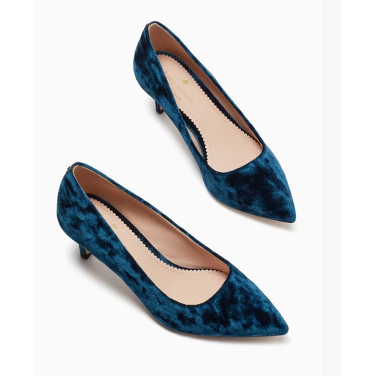 Kate Spade Blue Crystalline Crushed Velvet Rhinestone Heel Pumps Womens 7