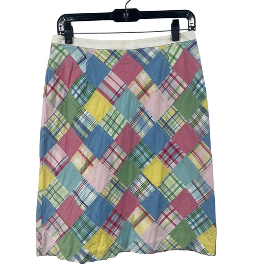 Brooks Brothers Multicolor Pastel Patchwork Madras Plaid Knee Skirt Womens 6