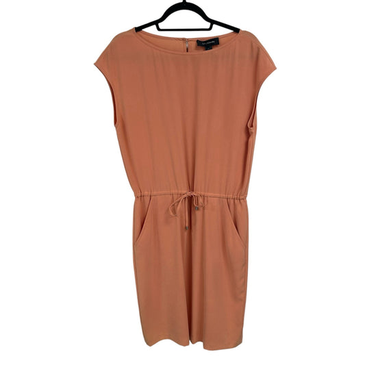 St. John Black Label Peach Drawstring Waist Cap Sleeve Dress Womens 6