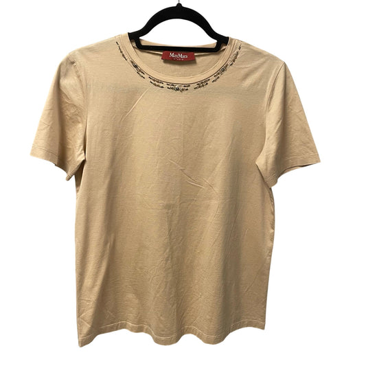 Max Mara Studio Sequin Embellished Short Sleeve T Shirt Tan Womens Medium?