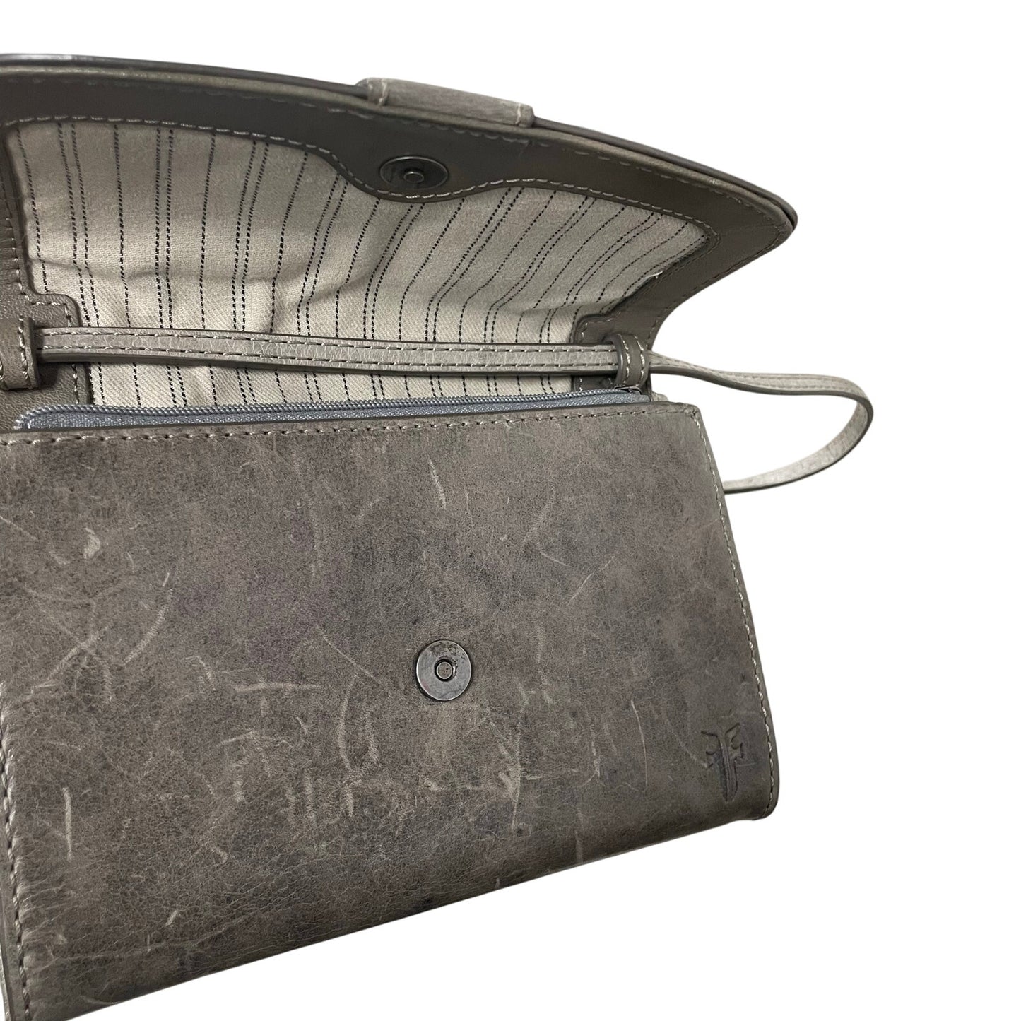 Frye Gray Leather Melissa Crossbody Wallet Handbag