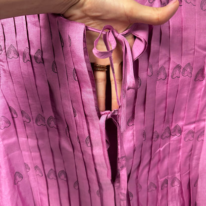 Alix Of Bohemia Fuchsia Heart Print Open Side Tie Front Silk Top Womens X-Small