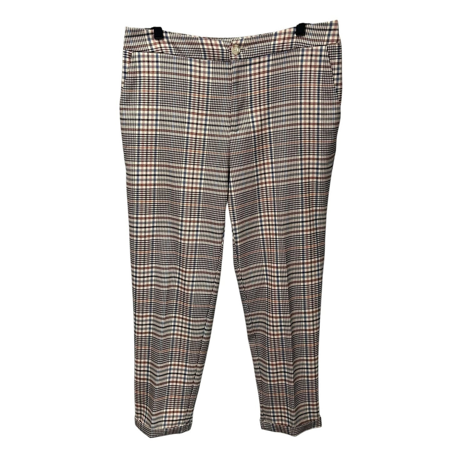 by Anthropologie Malcolm Plaid Tapered Slim Fit Front Zip Trousers Womens 12