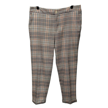 by Anthropologie Malcolm Plaid Tapered Slim Fit Front Zip Trousers Womens 12