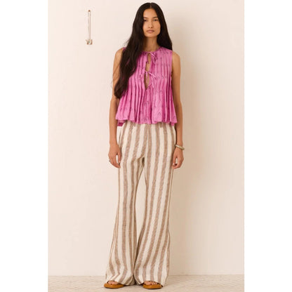 Alix Of Bohemia Fuchsia Heart Print Open Side Tie Front Silk Top Womens X-Small