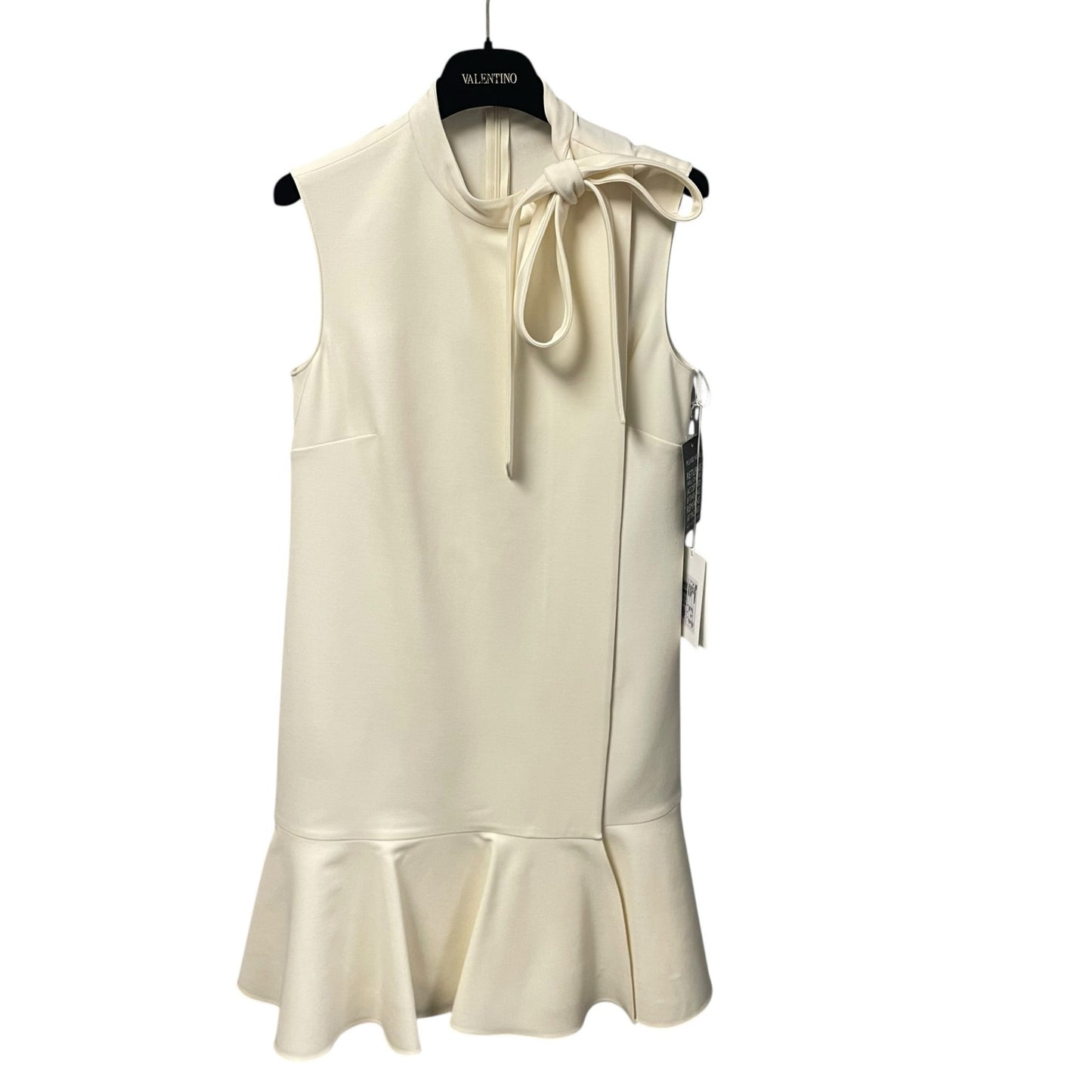 NWT Valentino Sleeveless Bow Neck Tie Shift Dress Cream Womens 38 / US 2