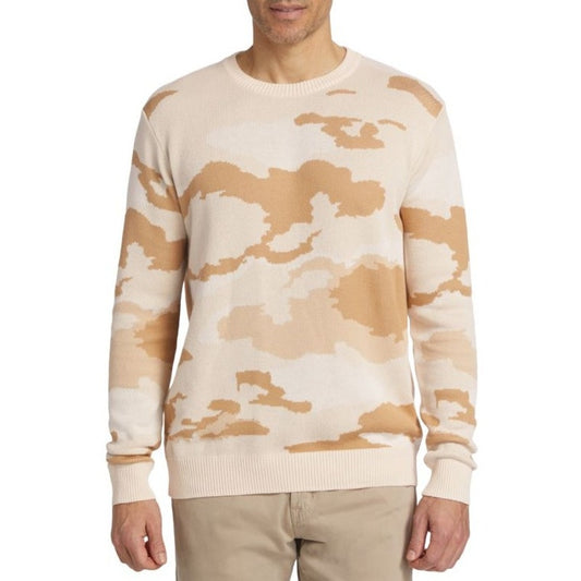 Saks Fifth Avenue Watermark Camouflage Crewneck Sweater Egret / Pink Mens Large
