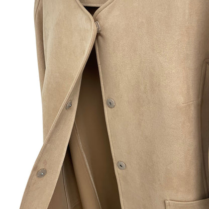 Jude Connally Faux Suede Snap Button Front Jacket Tan Womens Size Large