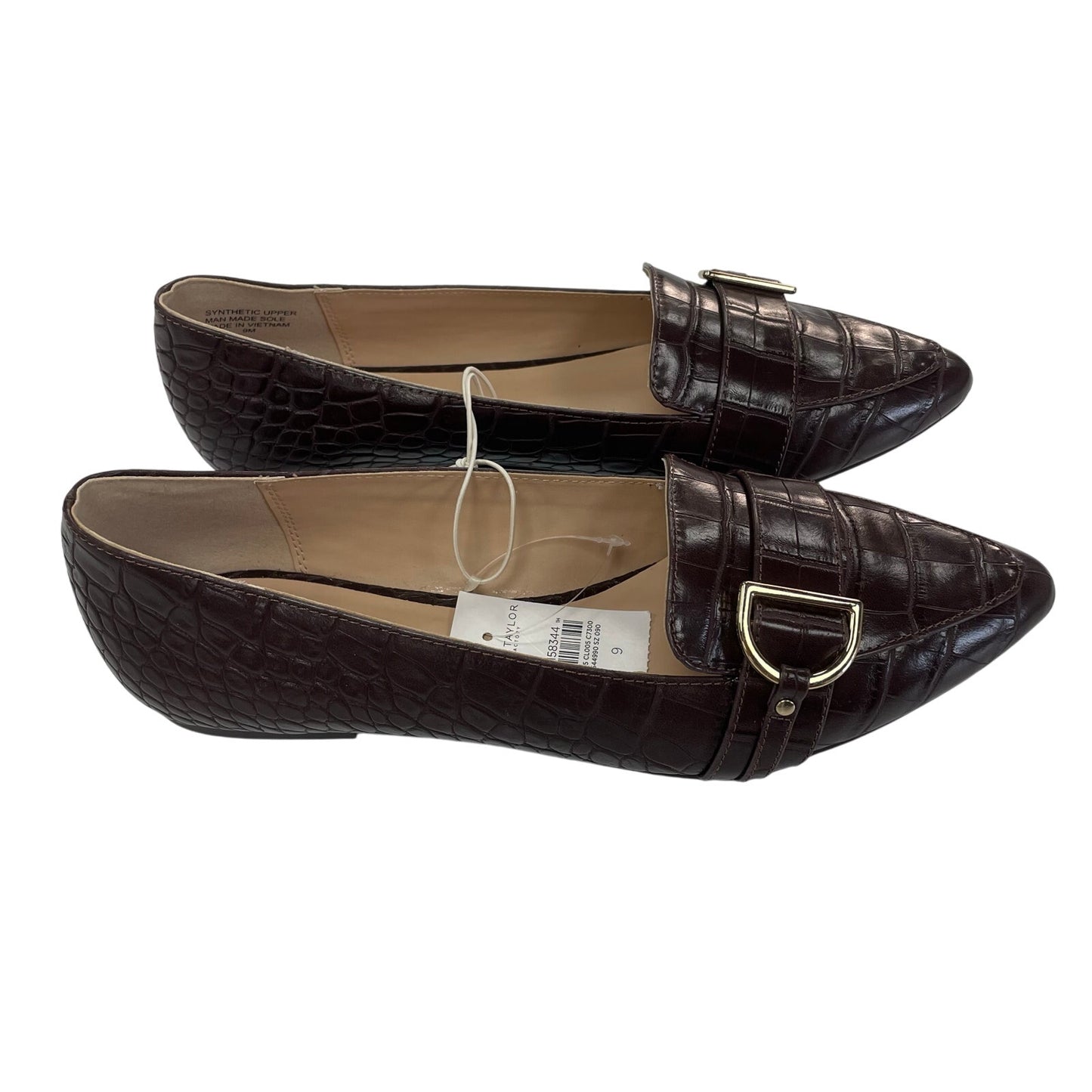 NWT Ann Taylor Factory Dark Brown Faux Leather Pointed Toe Flats Womens Size 9