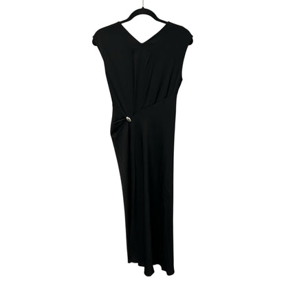 NWT A.L.C. Black Mary Hammered Crepe Cap Sleeve High Slit Midi Dress Womens 2