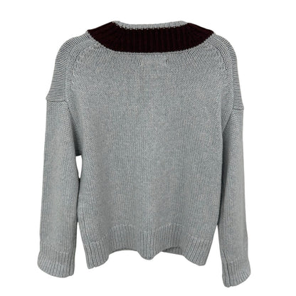 Abercrombie & Fitch Merino Wool Blend Contrast V Neck Knit Sweater Womens XS