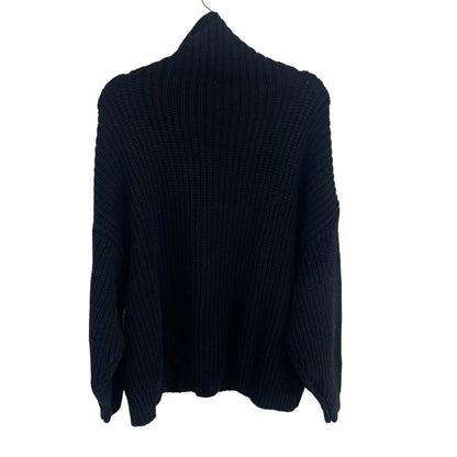 Free People Swim Too Deep Turtleneck Sweater Black Oversized Fit Womens Medium